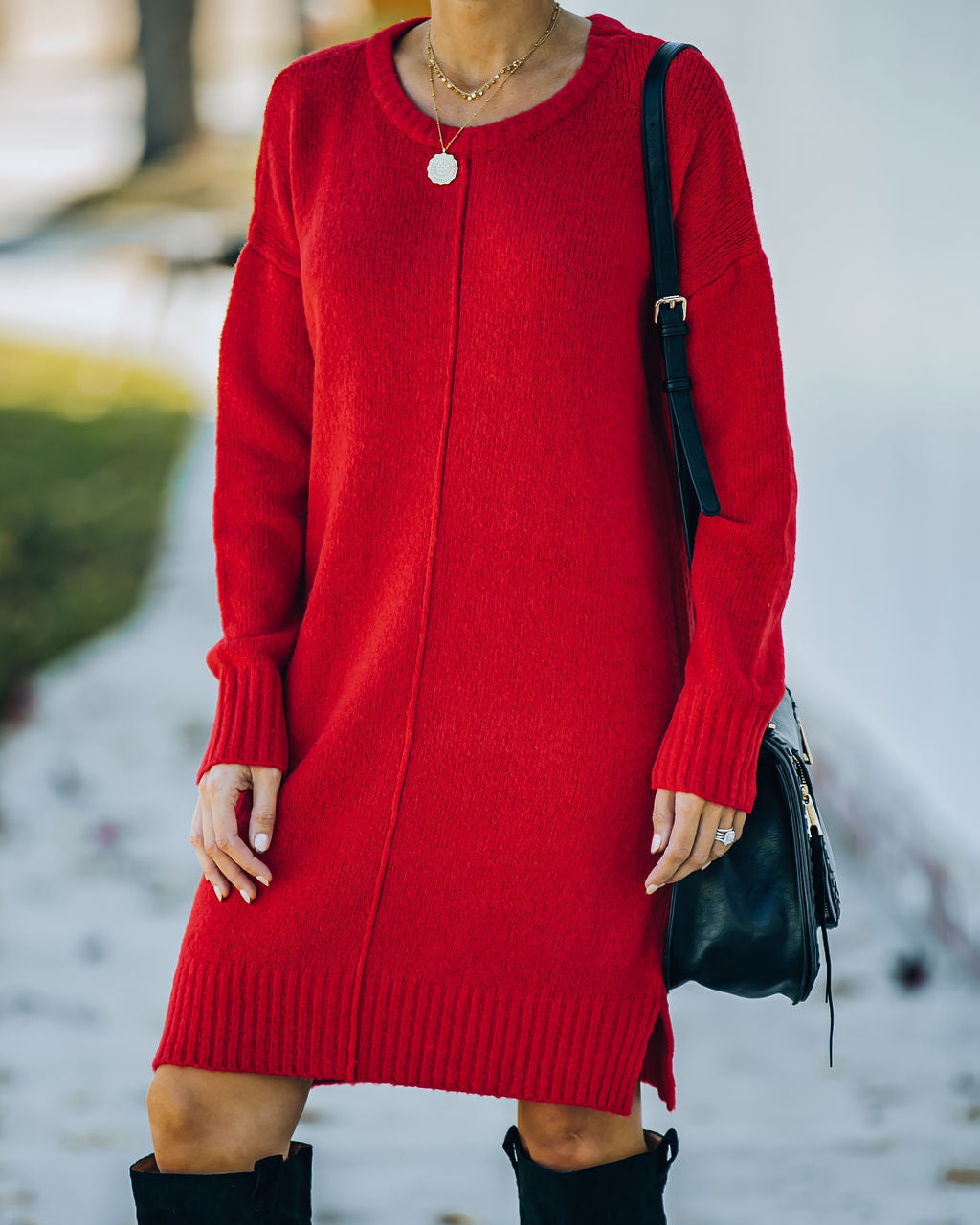 Smoky Mountain Sweater Dress - Red