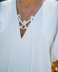 Lakeshore Linen Blend Puff Sleeve Dress - Ivory