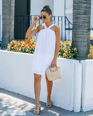 Hot Fun Linen Blend Halter Dress - Off White