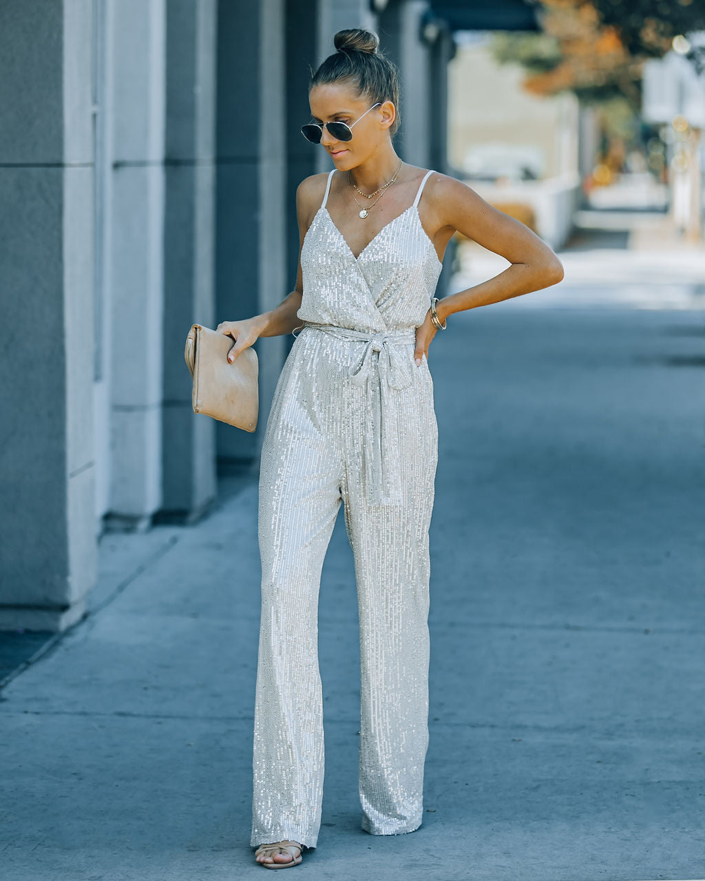 Starry Night Sequin Jumpsuit - Champagne