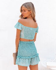 Forever After All Floral Smocked Skort - Teal