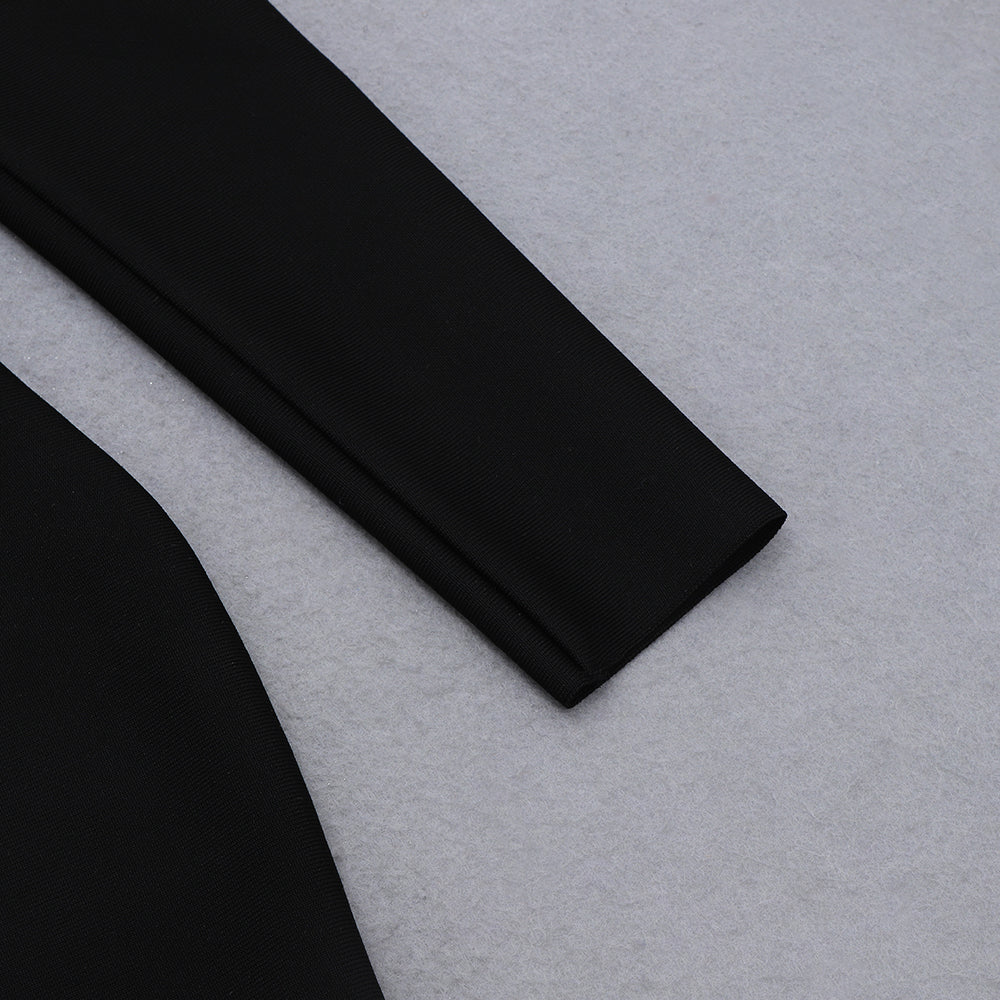 Square Collar Long Sleeve Plain Midi Bandage Dress