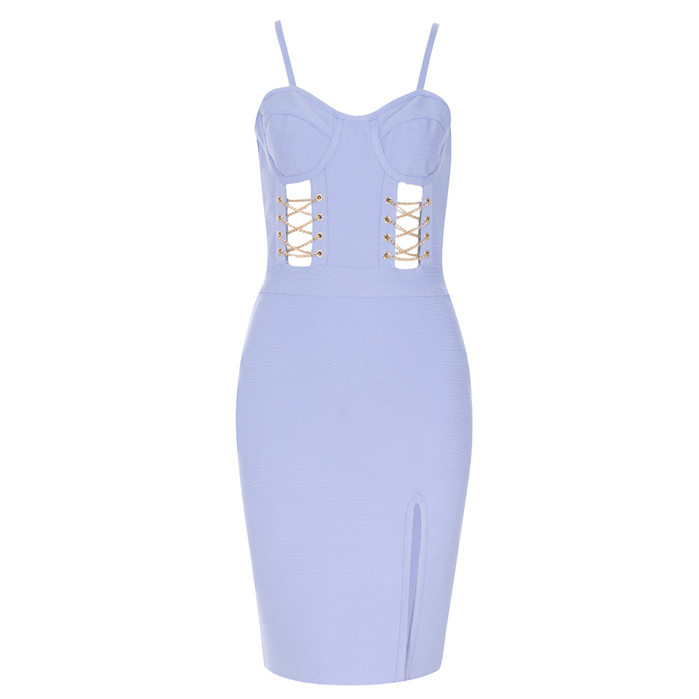 Strappy Sleeveless Midi Cut Out Bandage Dress