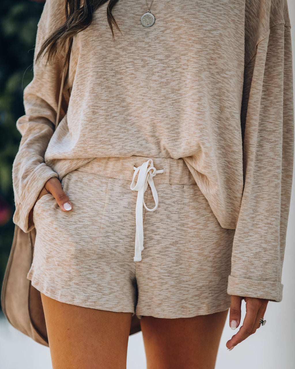 Janet Cotton + Linen Blend Pocketed Knit Shorts - Sand