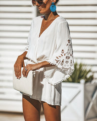Jewel Crochet Lace Romper - Off White