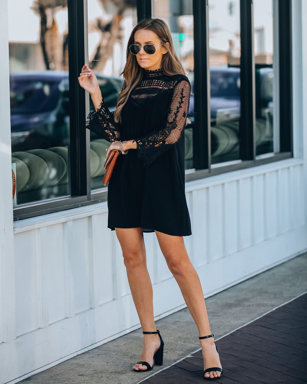 City Of Love Pocketed Crochet Lace Dress - Black