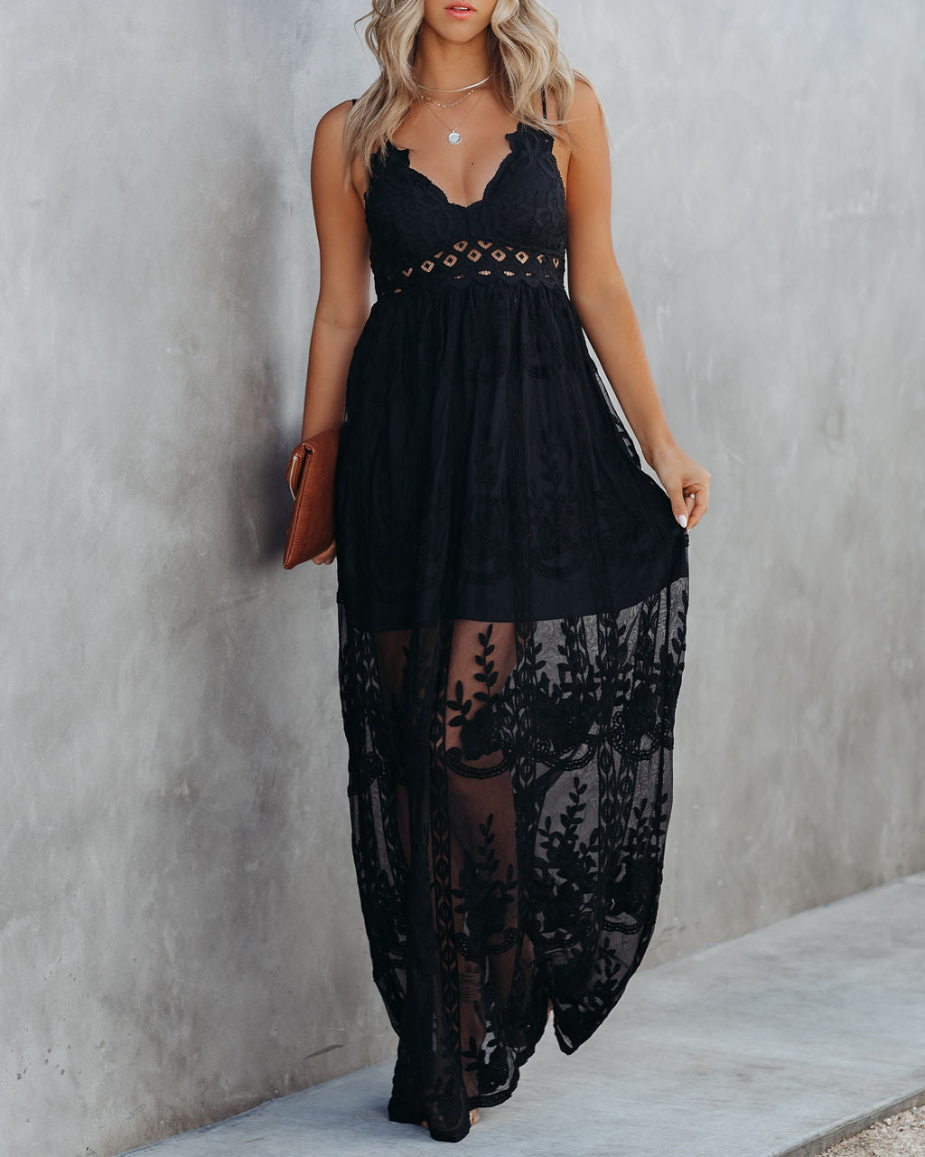 Invite Tranquility Lace Maxi Dress - Black