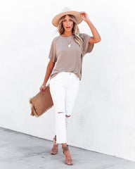 Jaxon Cotton Blend Unfinished Tee - Taupe