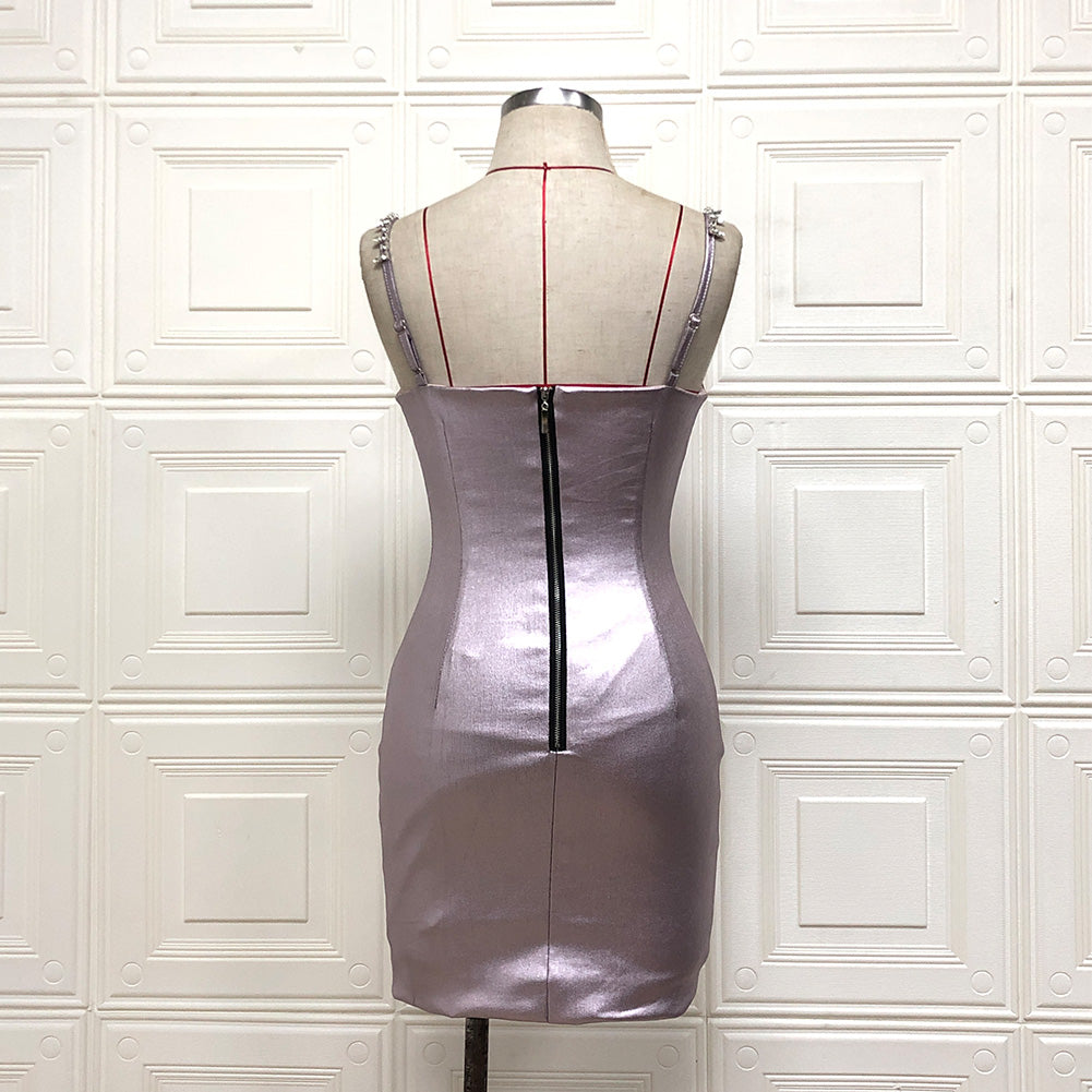 Strappy Sleeveless Mini Diamente Embellished Bodycon Dress
