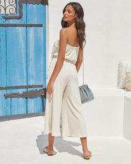 Kyrie Strapless Pocketed Knit Jumpsuit - Cream