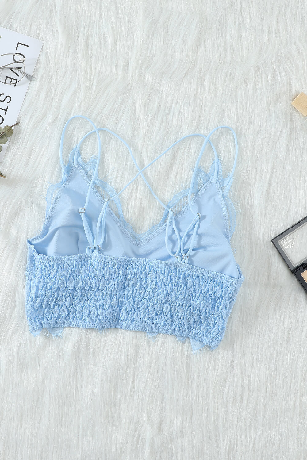 Chic Sky Blue Lace Bralette with Lining