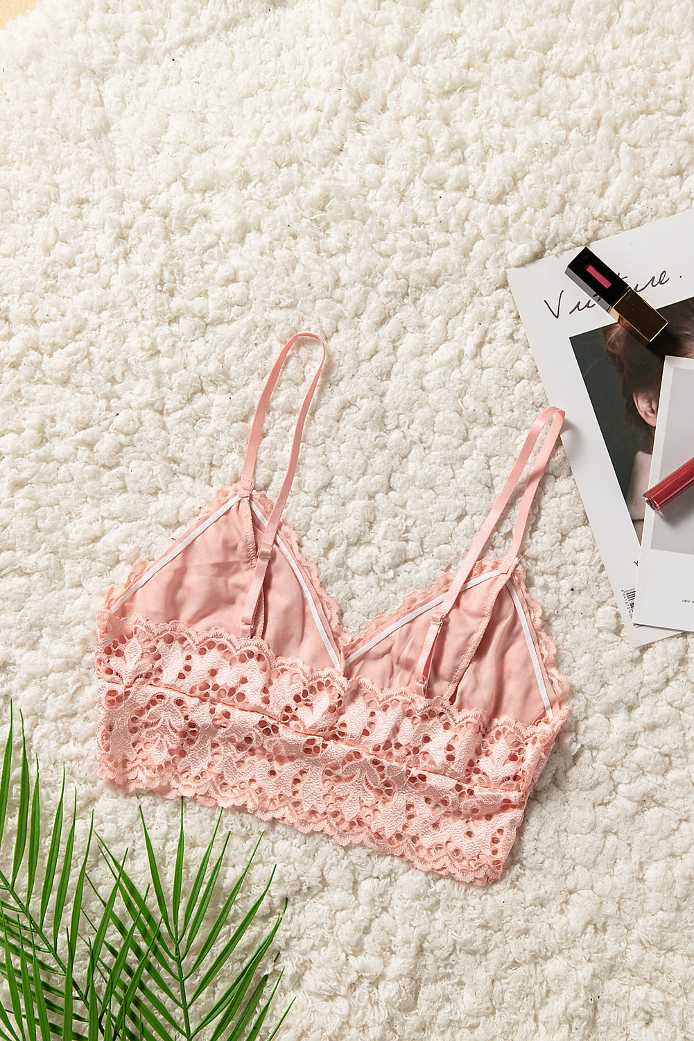 Chic Pink Chunky Lace Bralette