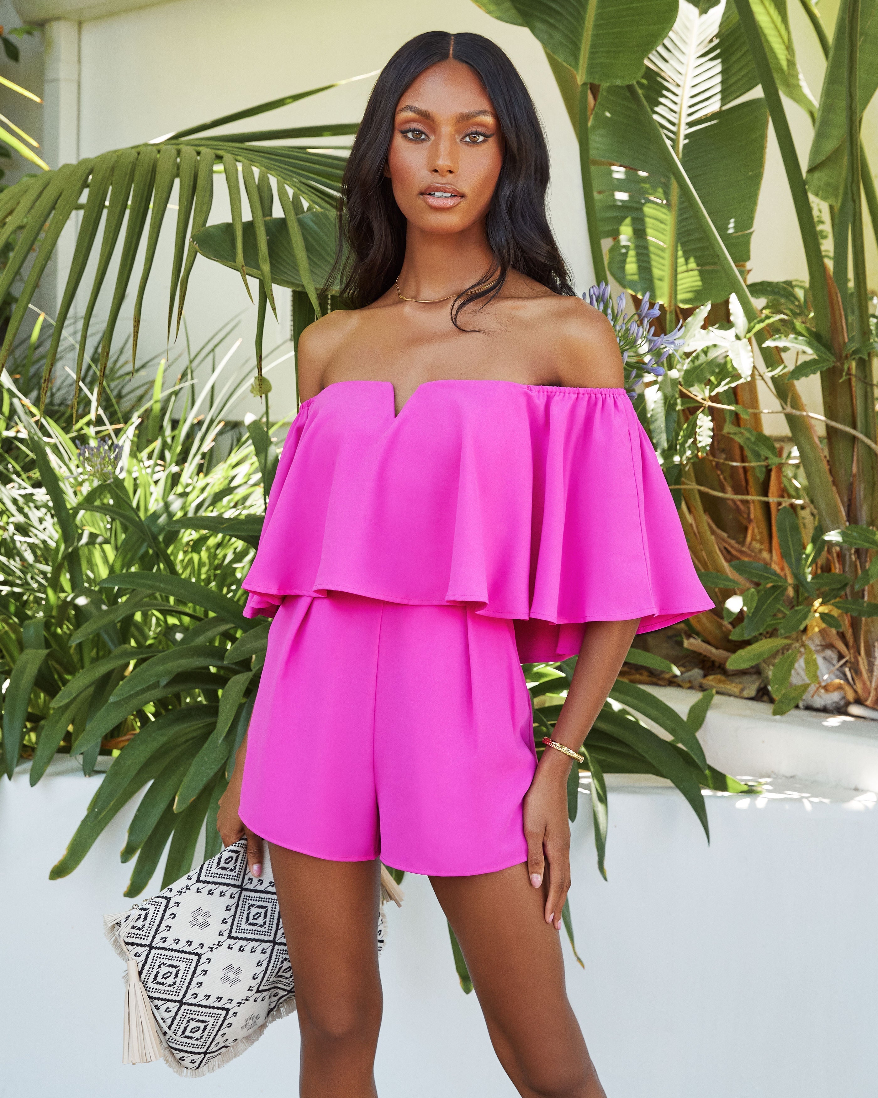 Love Buzz Pocketed Off The Shoulder Romper