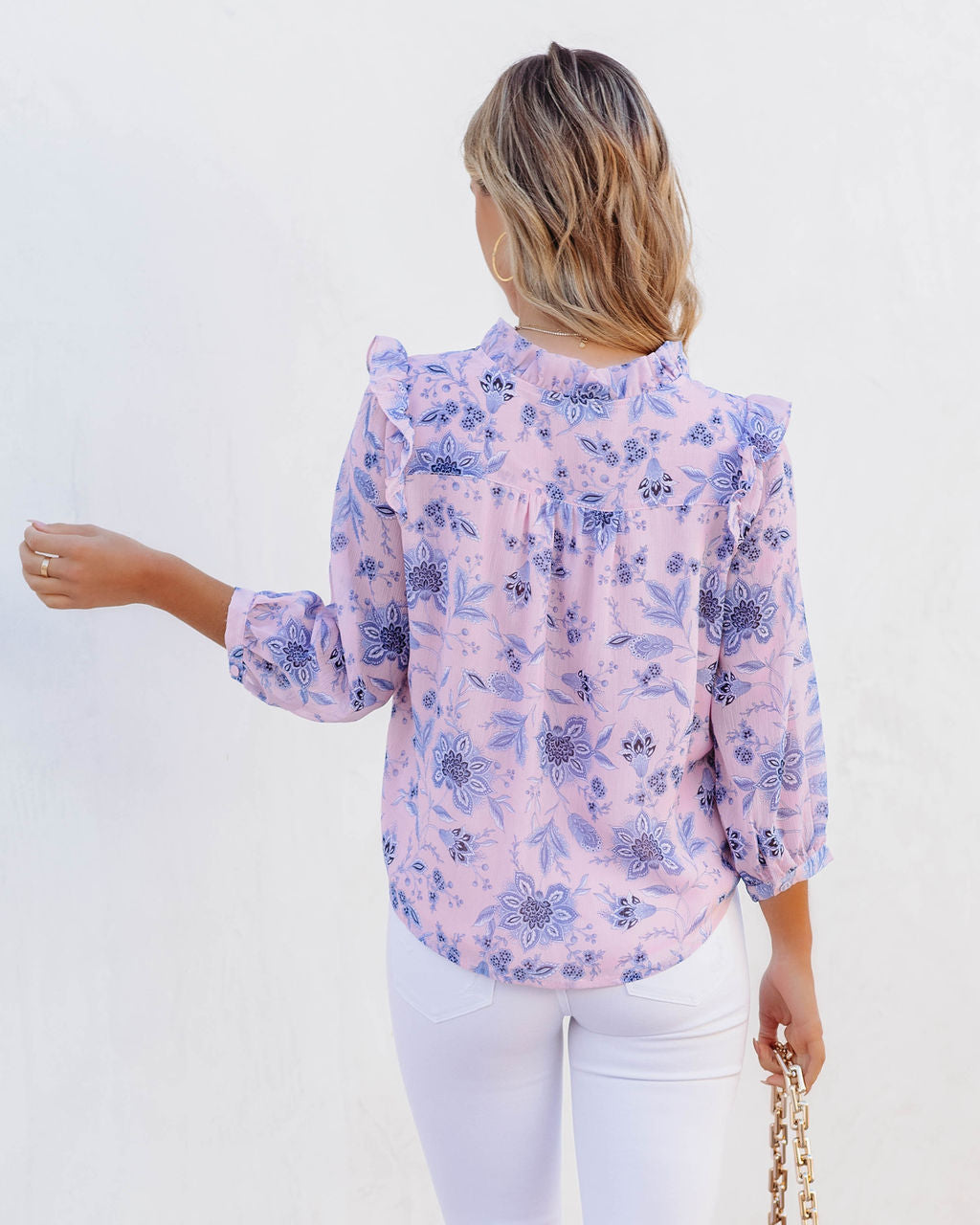 Light Of Day Floral Chiffon Button Down Blouse