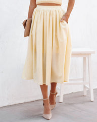 Lisa Cotton Blend Pocketed Midi Skirt - Yellow