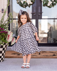 Mini - Winifred Puff Sleeve Gingham Babydoll Dress
