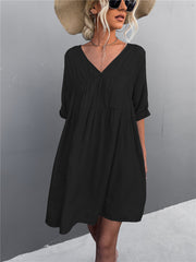 Cheers To Summer Pocketed Tassel Dress - Black