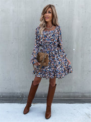 Cathy Floral Bell Sleeve Ruffle Dress