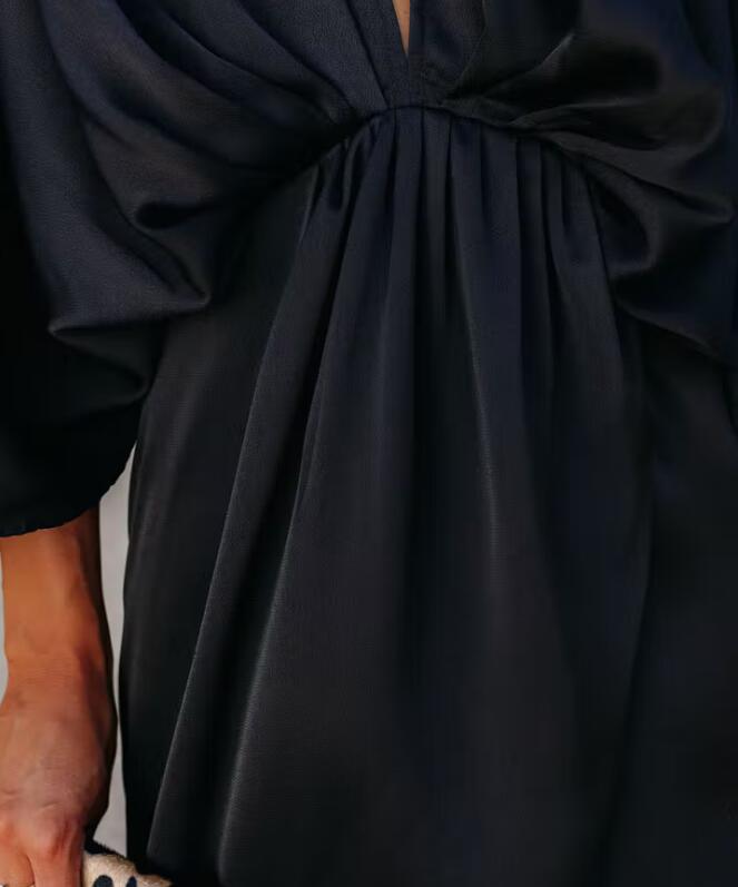 Capella Satin Mini Dress - Black