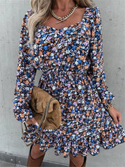 Cathy Floral Bell Sleeve Ruffle Dress