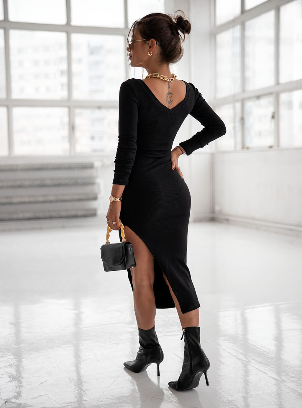 Cheers To You Knit Maxi Sweater Dress - Black