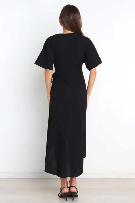 Bold Move Wrap Midi Dress - Black