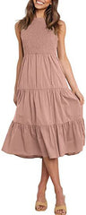 Chipper Pocketed Midi Dress - Blush