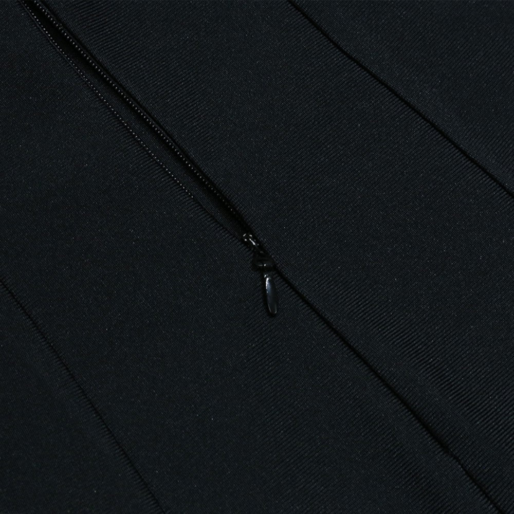 Black Strapless Sleeveless Midi Rhinestone Bandage Dress