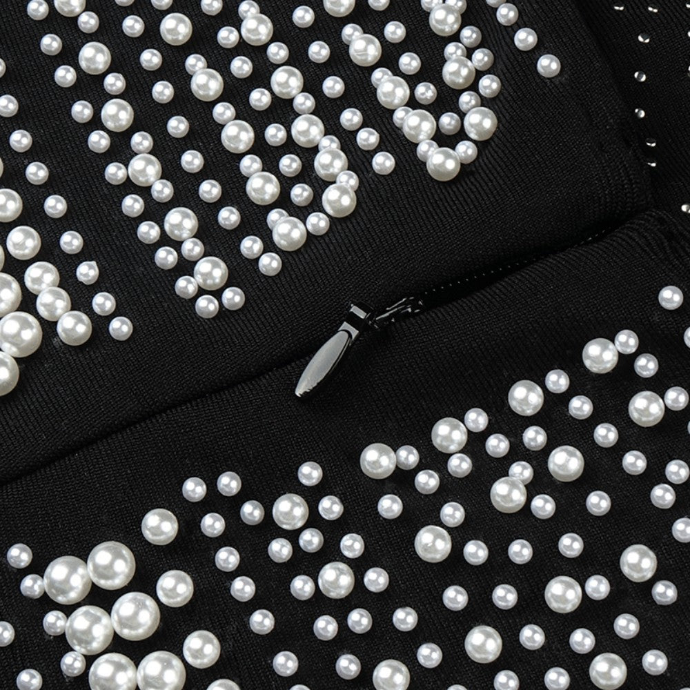 Halter Sleeveless Bubble Beads Midi Bandage Dress