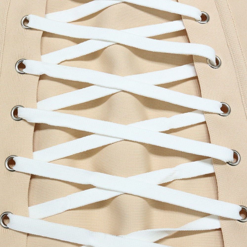Strapless Sleeveless Mini Striped Bandage Dress