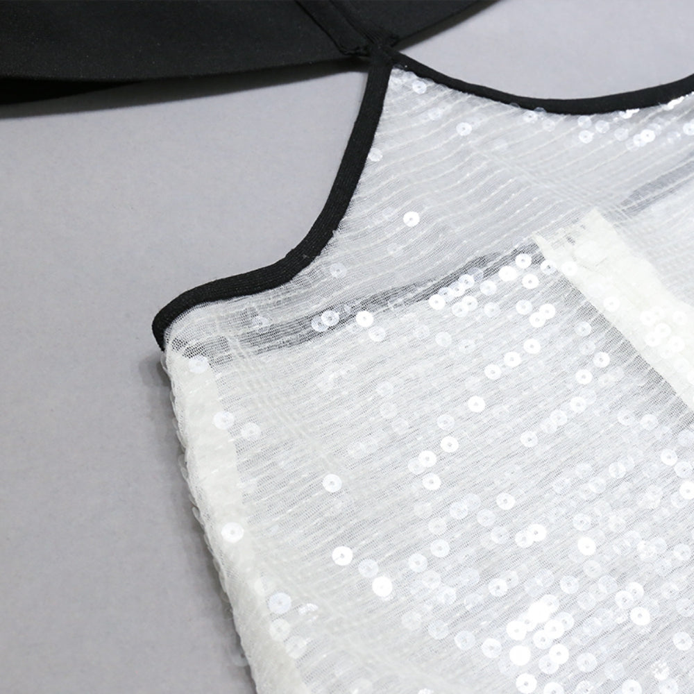 Strappy Sleeveless Maxi Sequins Bandage Dress