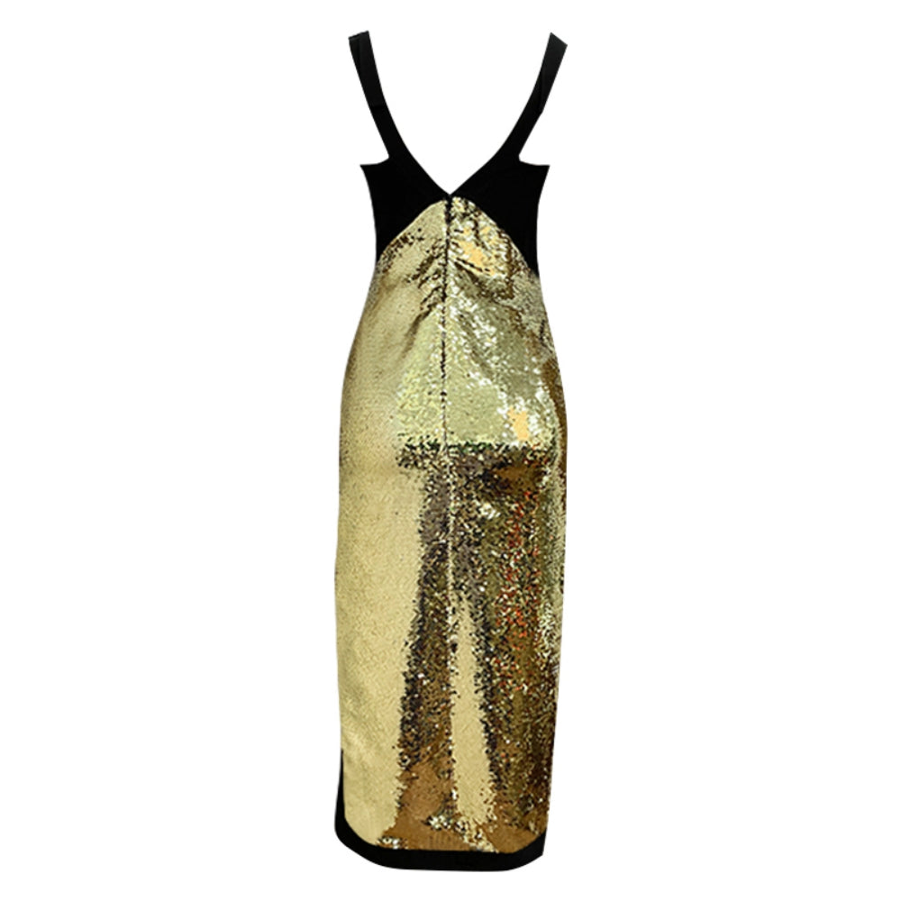 Strappy Sleeveless Sequins Midi Bandage Dress