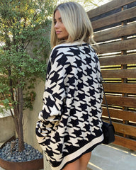 Alexandrine Pocketed Houndstooth Knit Cardigan