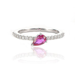 Drop Gemstone Diamond Ring