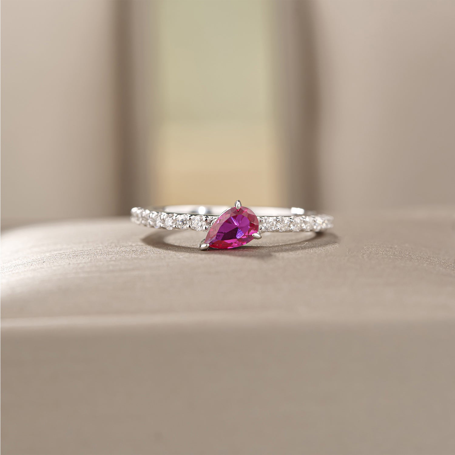 Drop Gemstone Diamond Ring