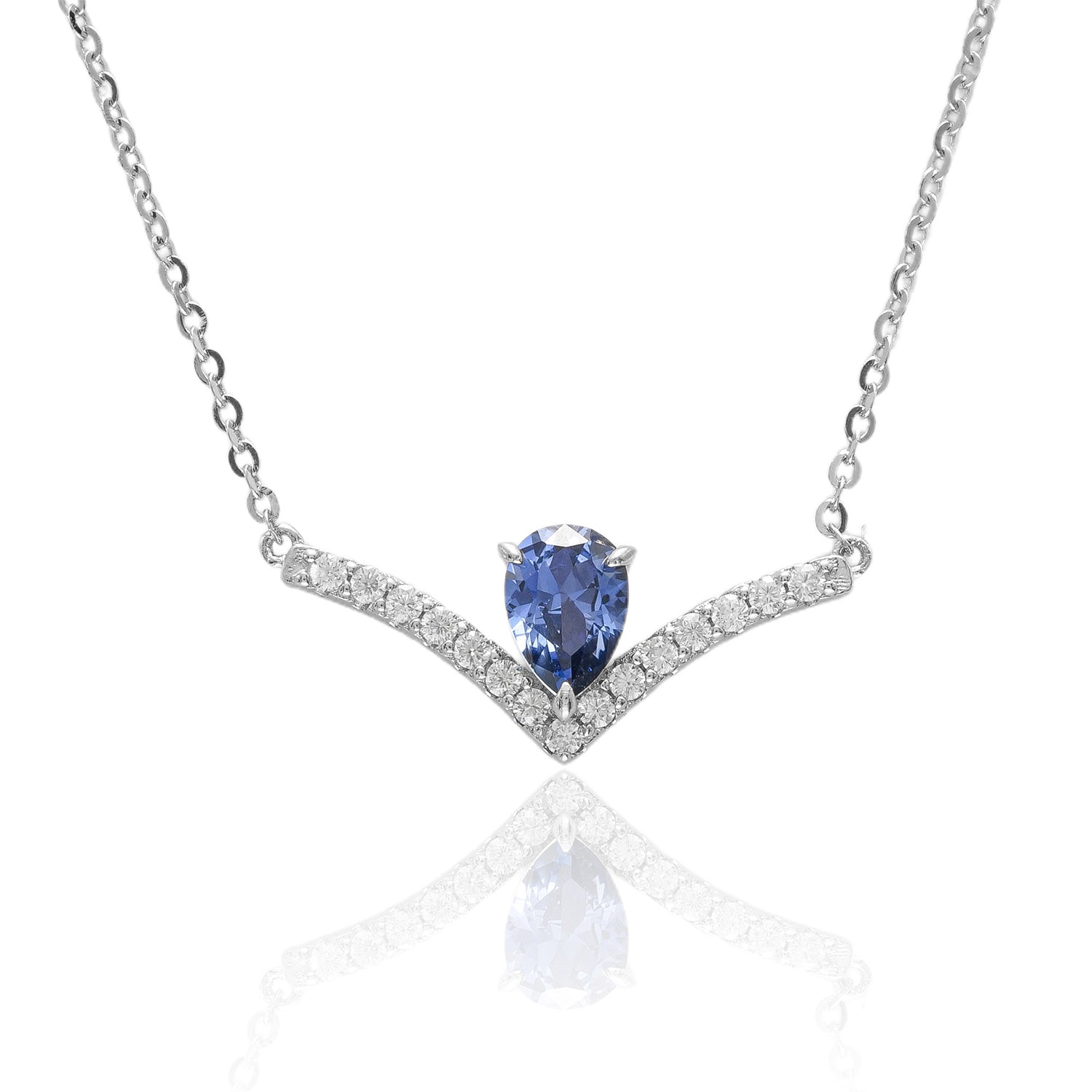 Drop Shape Sapphire and Diamond Pendant