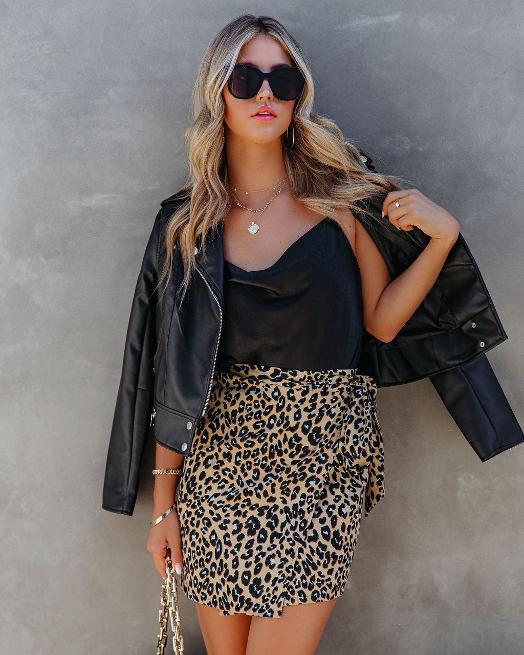 So Social Leopard Wrap Mini Skirt