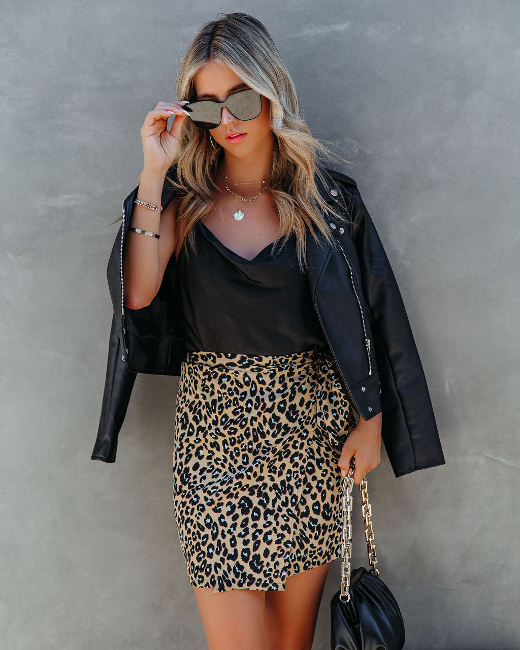 So Social Leopard Wrap Mini Skirt