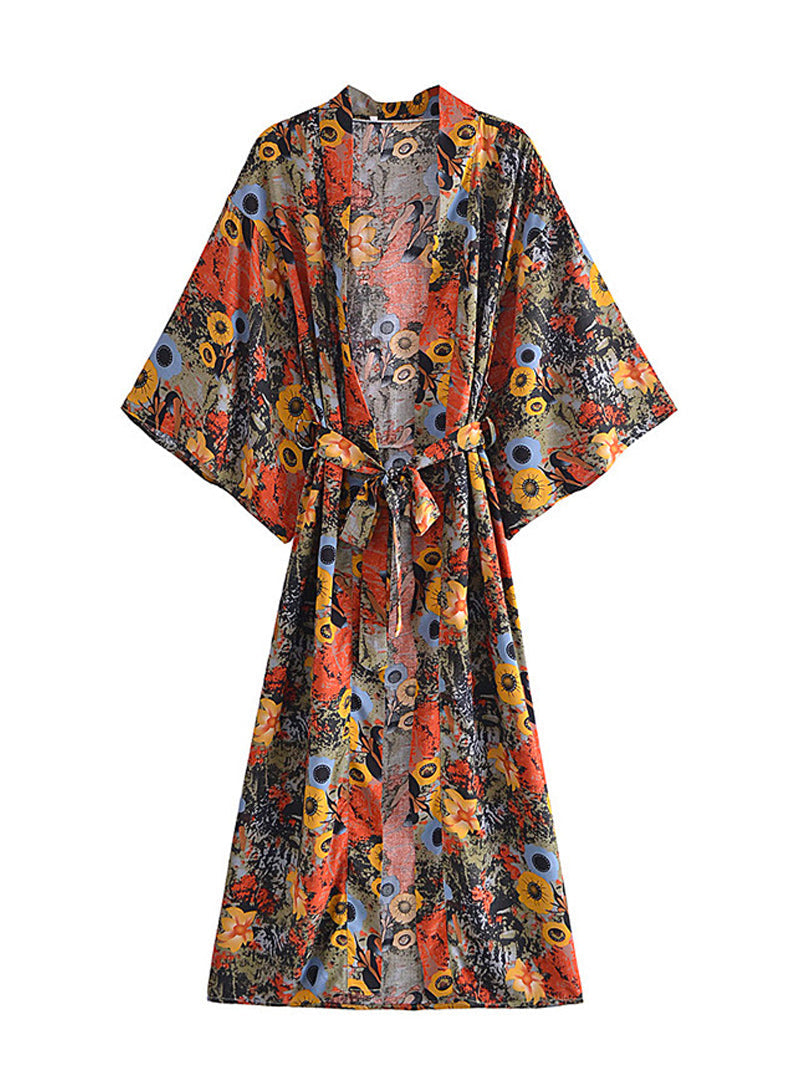 Women Retro Kimono Dressing Gown