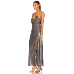 Halter Sleeveless Maxi Sequined Bodycon Dress