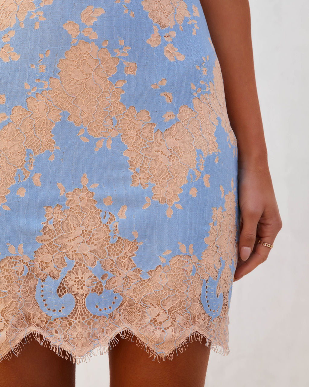 PREORDER - Aries Lace Dress - Blue/Nude