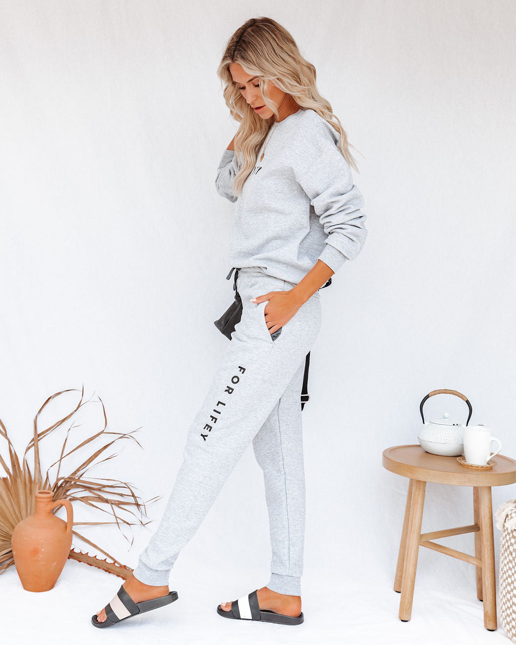 A Wifey For Lifey Cotton Blend Pocketed Joggers