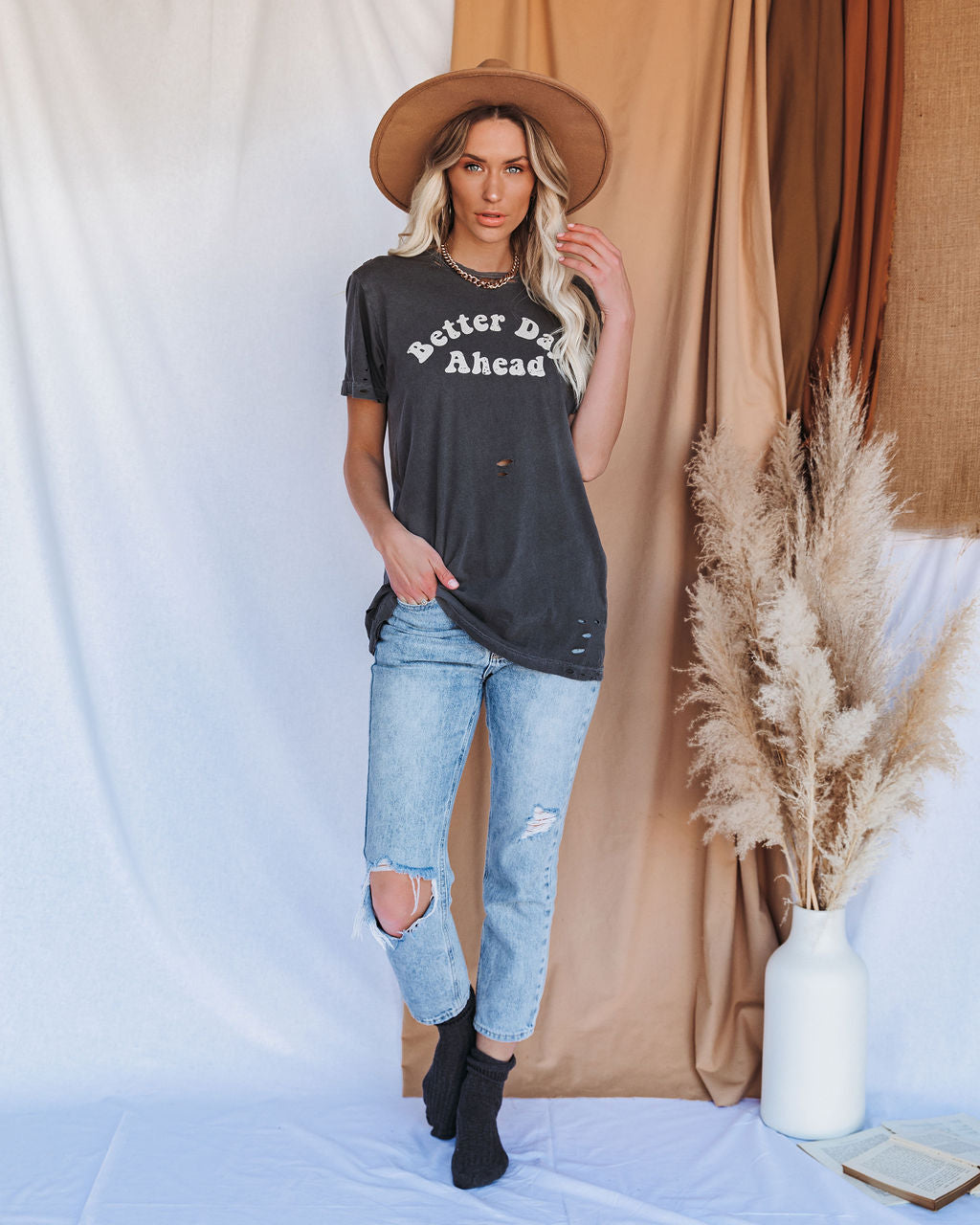Better Days Ahead Distressed Cotton Tee