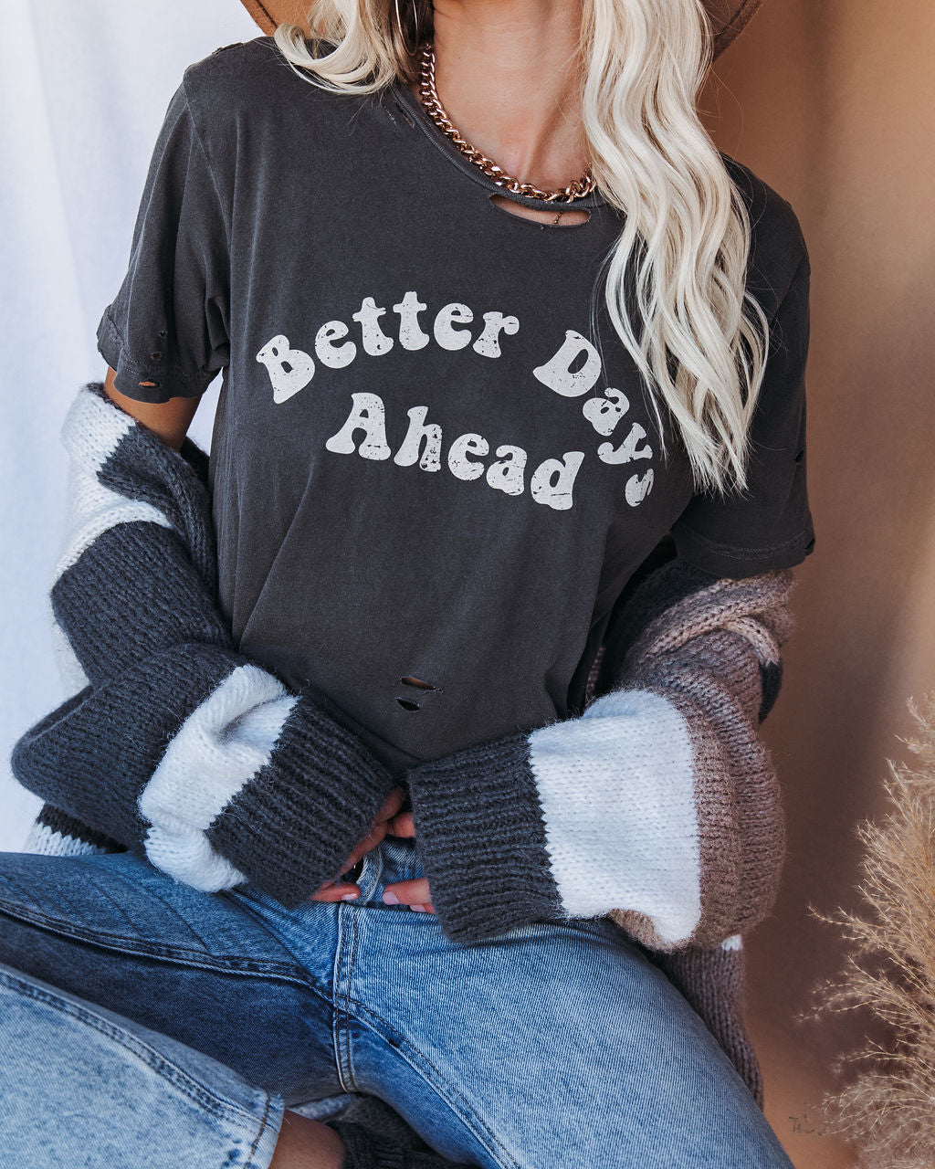 Better Days Ahead Distressed Cotton Tee