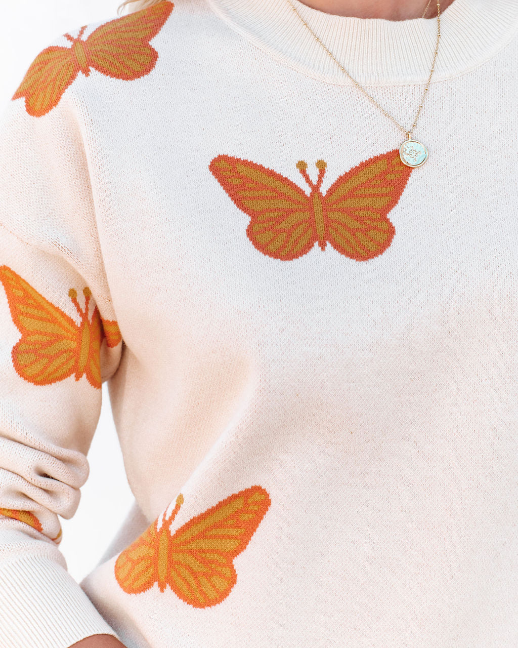 Butterflies Knit Sweater - Cream