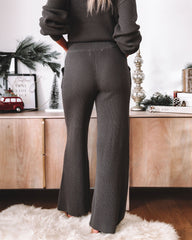 Candlelight Cotton Pocketed Ribbed Pants - Charcoal