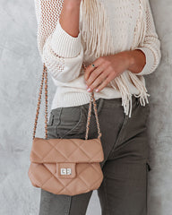 Carleen Quilted Chain Crossbody Bag - Natural