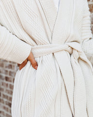Carnaby Belted Cable Knit Cardigan - Cream