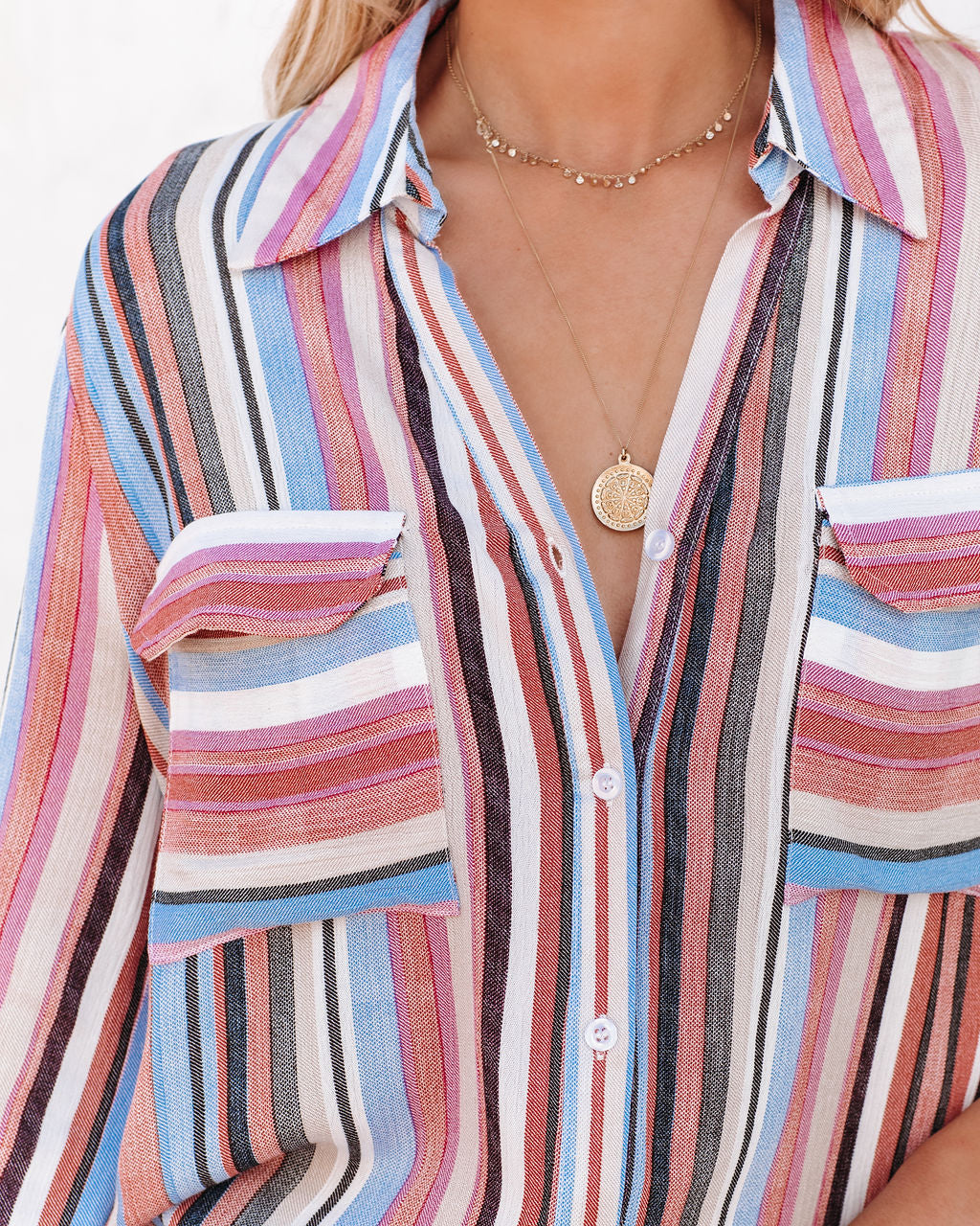 Carrigan Striped Button Down Top