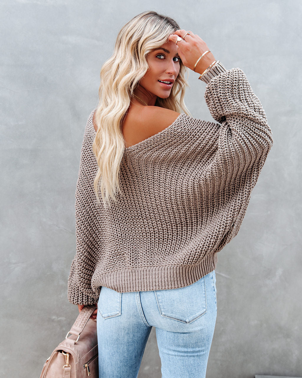 Carry On Knit V-Neck Sweater - Cocoa